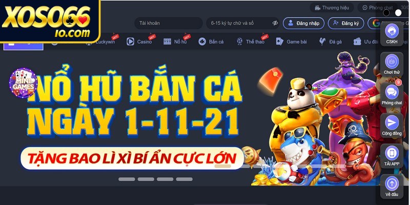 Ấn tượng đầu tiên khi truy cập vào nhà cái là giao diện rất cuốn hút